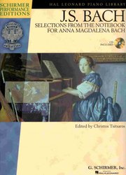 SCHIRMER, Inc. J.S.BACH: Selections from The Notebook For Anna Magdalena Bach (Knížka skladeb pro Annu Magdalenu Bachovou) + CD / sólo klavír